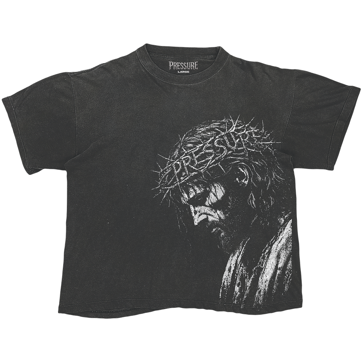 PRESSURE LA "CROWN OF THORNS" WASHED BLACK TEE